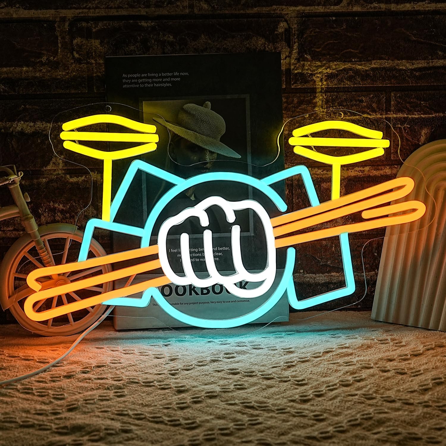 Drum Set Neon Sign USB Powered - Musical Instruments 评论和价格