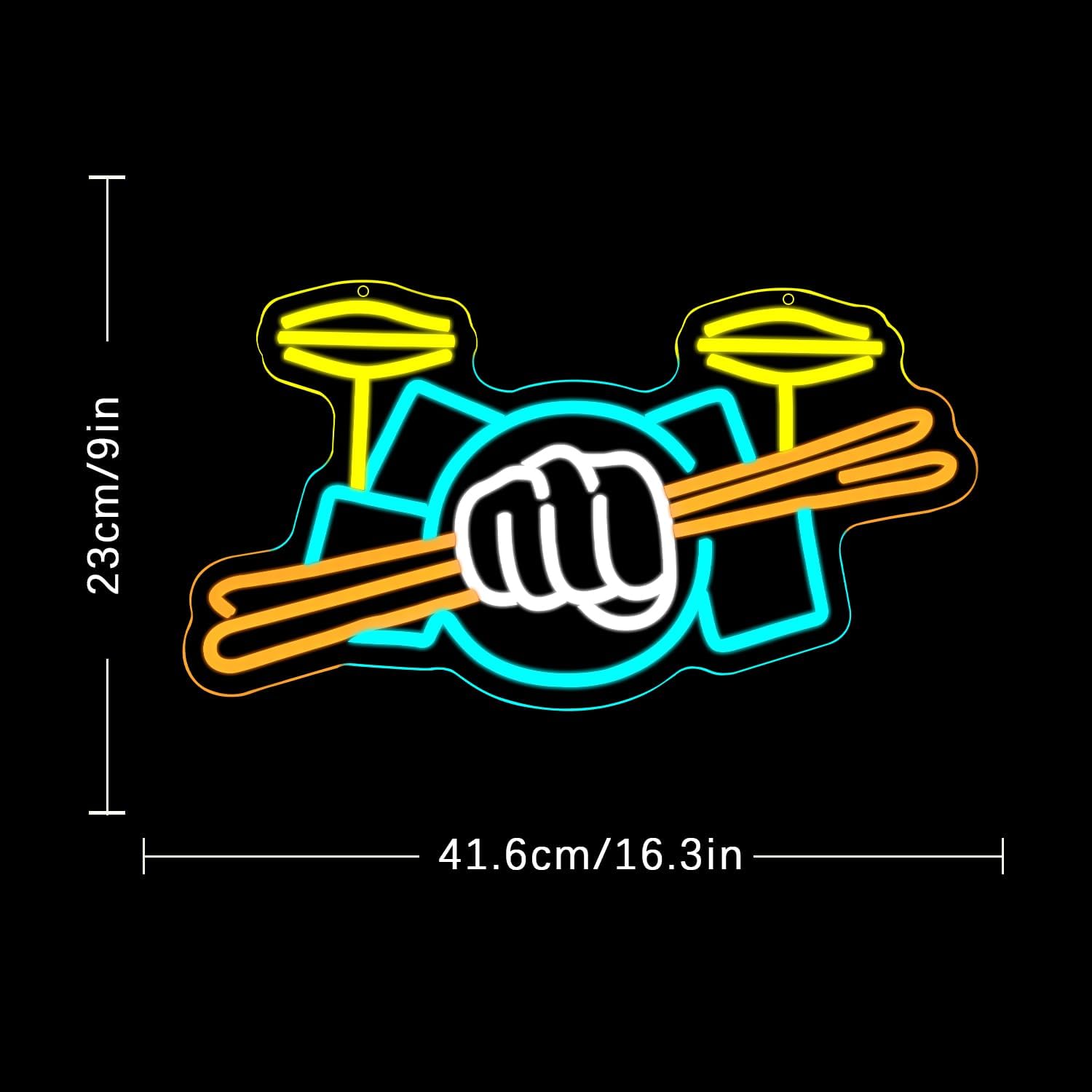 Drum Set Neon Sign USB Powered - Musical Instruments 评论和价格
