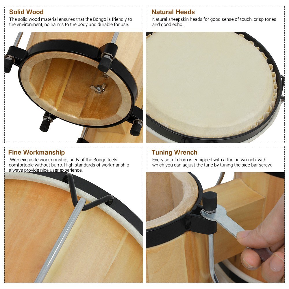 Wooden Bongo Drum Set 5.5 Inch - Bongo Drum Set 评论和价格