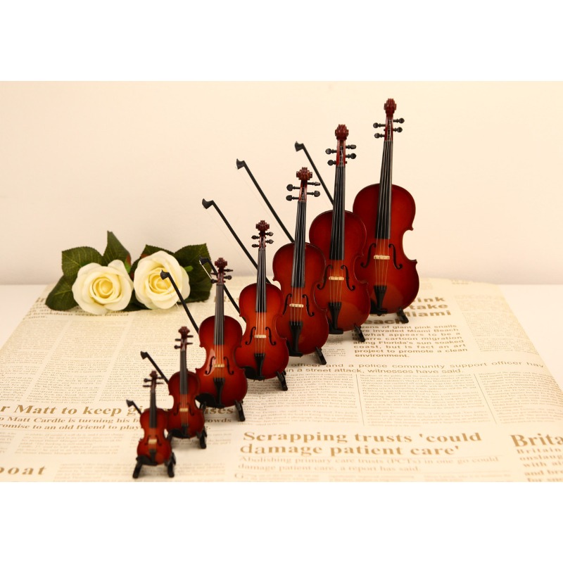 Tiny Violin Figurine Handmade  - Musical Instrument Old 评论和价格