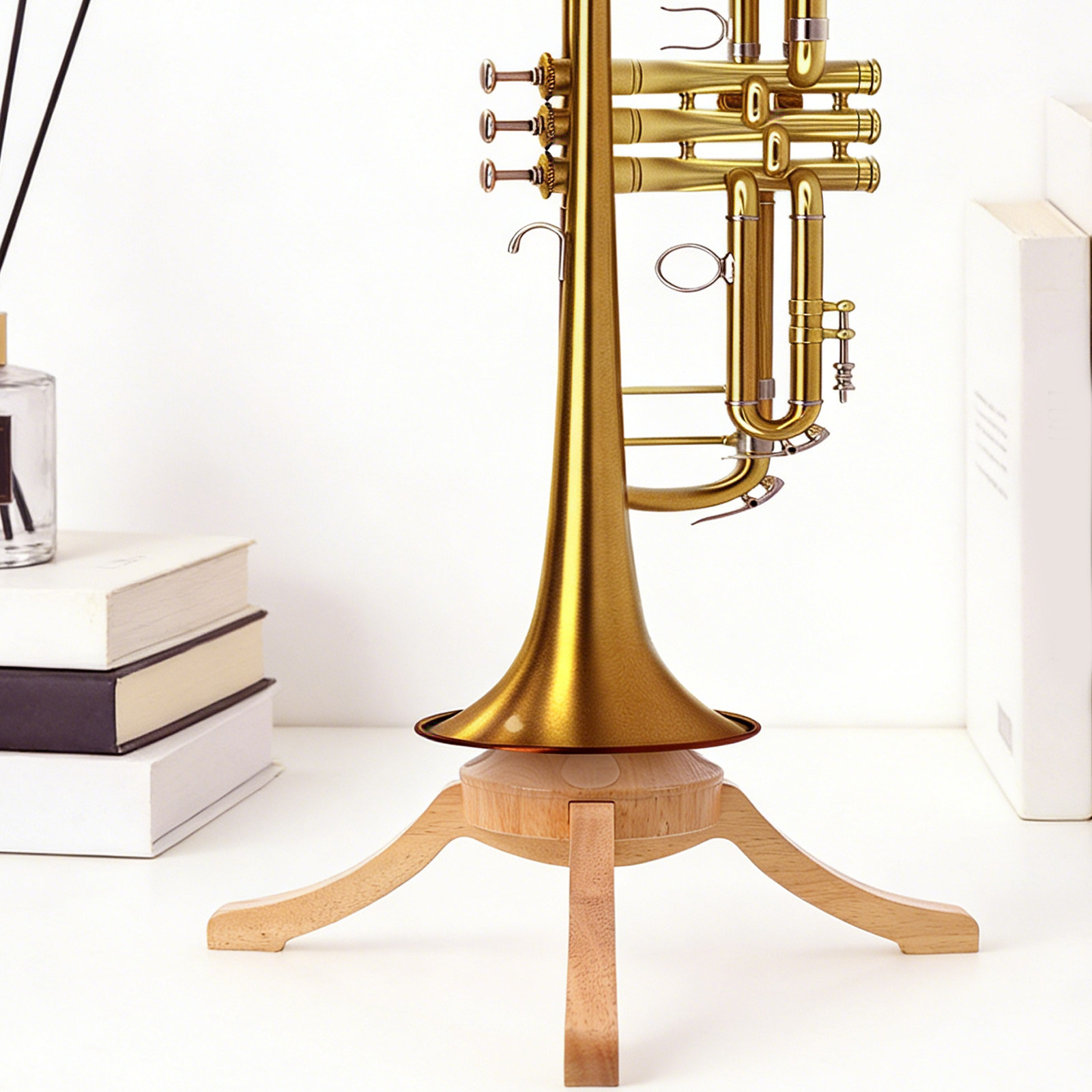 Wooden 4-Leg Trumpet Stand Det - Musical Instrument Cornet 评论和价格