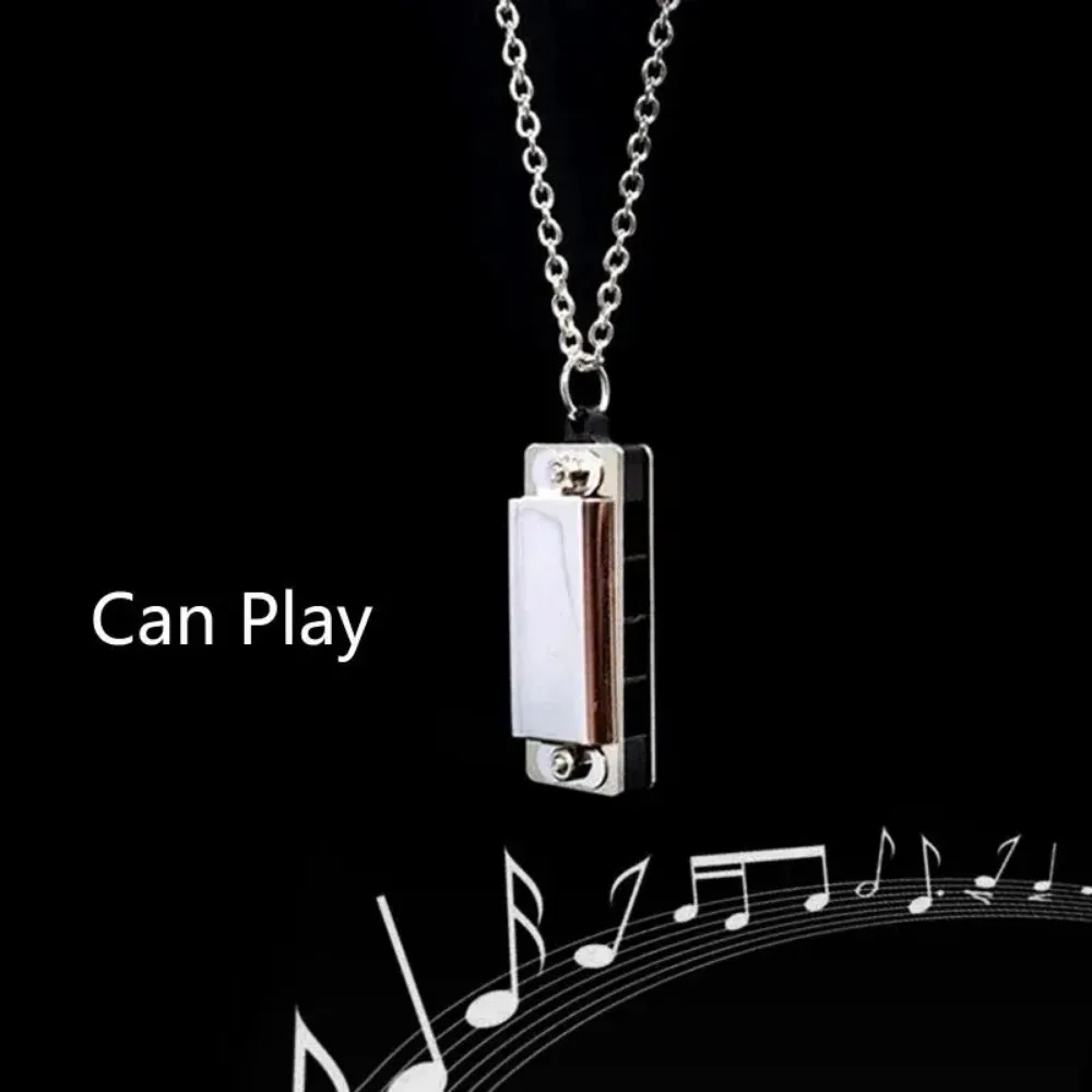 Mini Harmonica Necklace Men an - Musical Instrument Blow 评论和价格