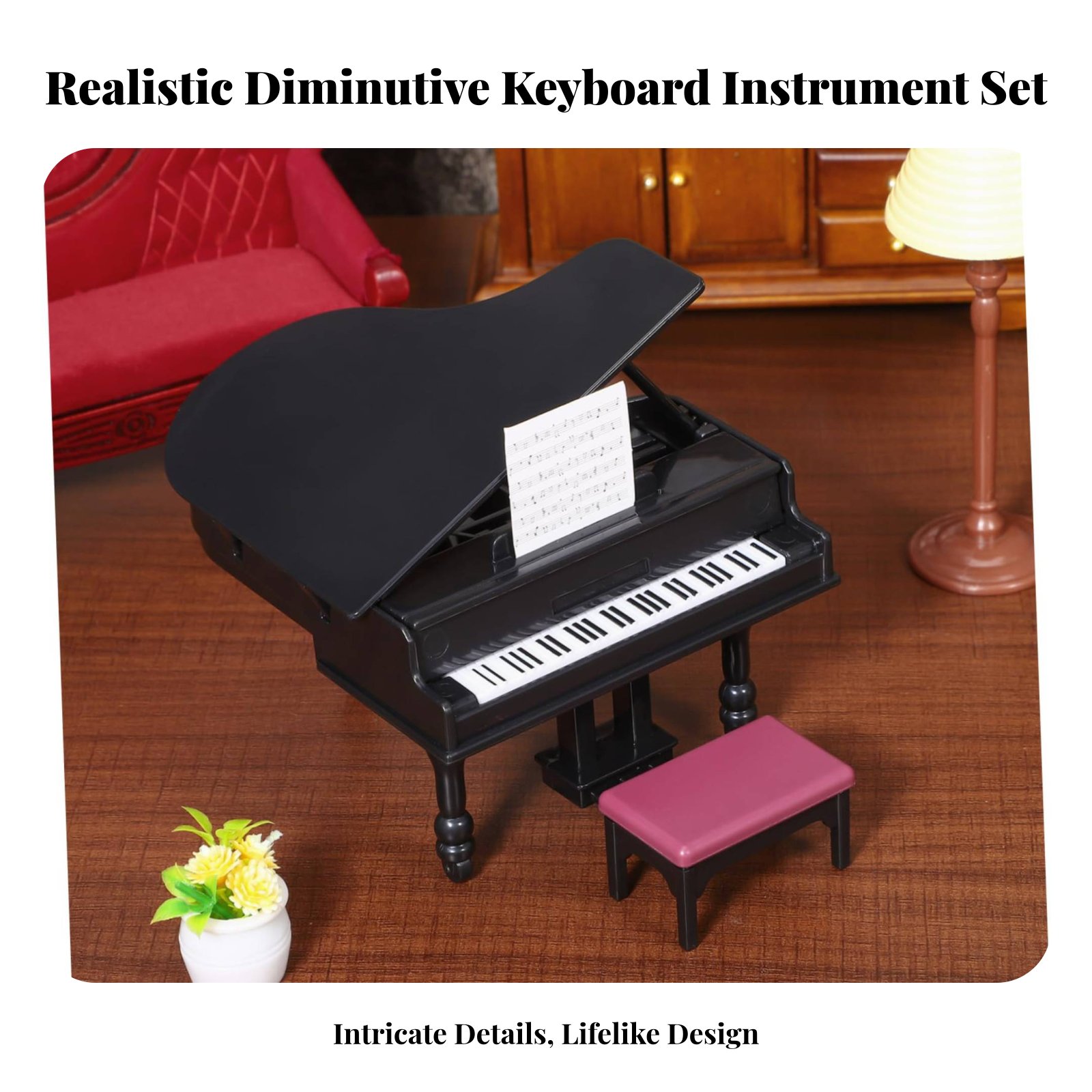 Dollhouse Piano with Bench Pho - Musical Instrument Old 评论和价格